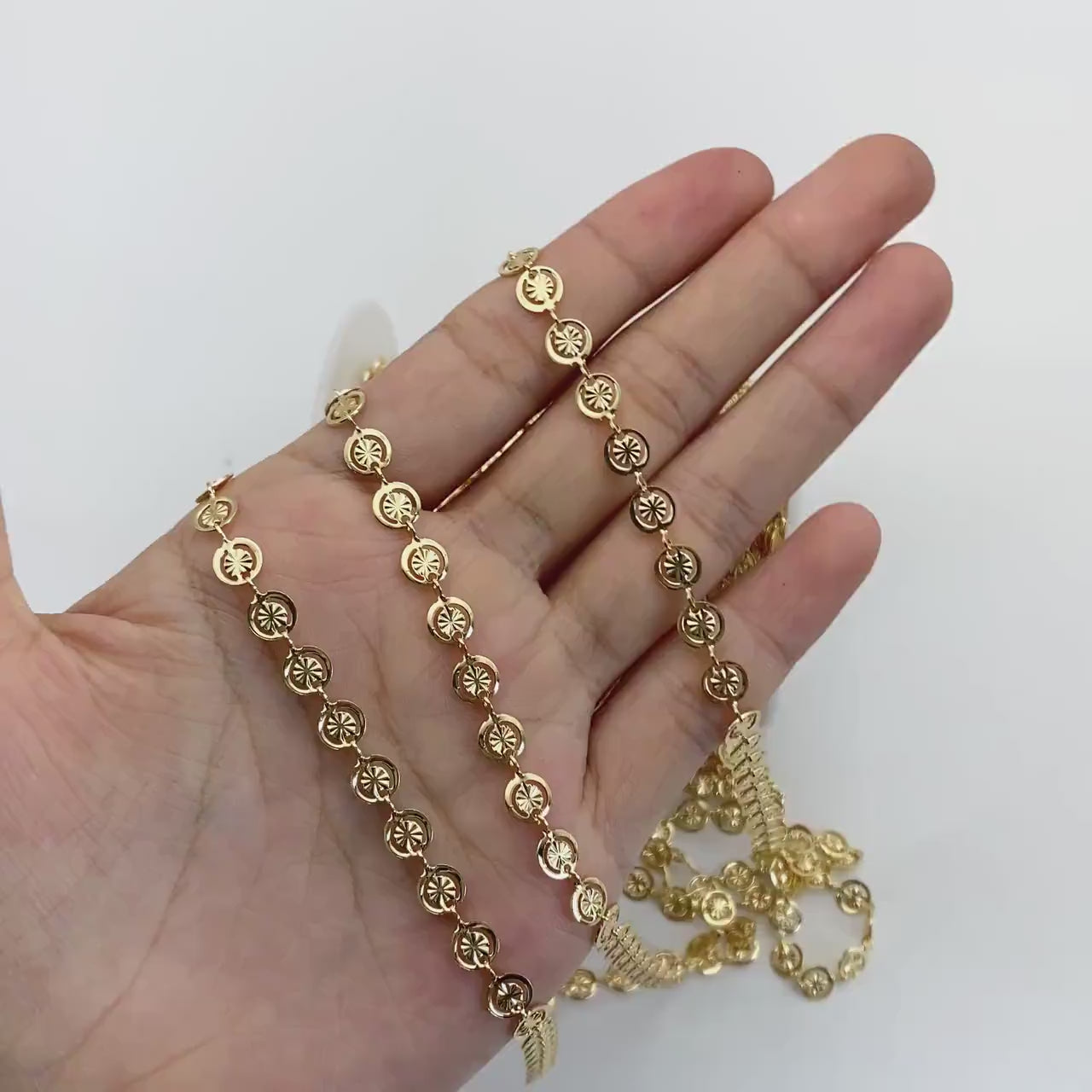 Gold/ Silver Round Disc Chains 6mm, Gold/ Rhodium plated Brass, Disk Coin Geometric Chain (#LK-582)/ 1 Meter=3.3ft