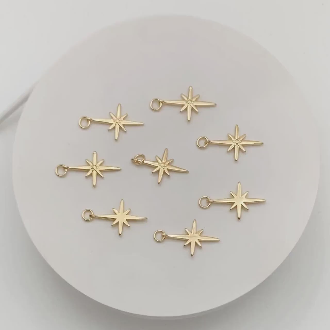10pcs North Star Charms 23x15mm, Star Pendants, 18K Gold plated Brass (GB-2574)