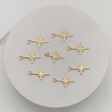 10pcs North Star Charms 23x15mm, Star Pendants, 18K Gold plated Brass (GB-2574)