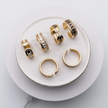 4pcs Gold Enamel Heart Ring, Everyday Ring, Modern Style Ring, Fashion Rings, Dainty Rings, Adjustable Ring (#JZ-059)