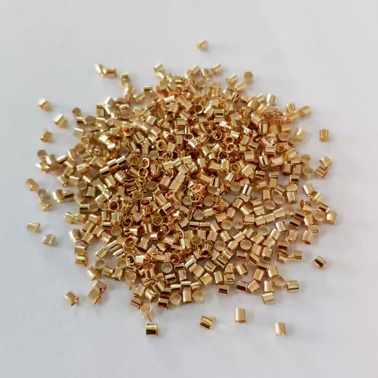 200pcs Round Tube Crimp Beads 2x1.8mm, 18K Gold plated Brass, Jewelry Making Supplies Wholesale (GB-1727)