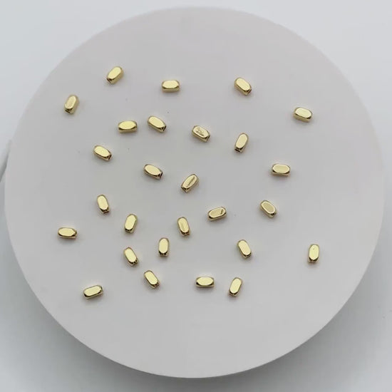 20pcs Gold Tube Beads 6x3mm, 18K Gold plated Brass, Oval Tube Spacer Beads (GB-1764)