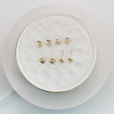 10pcs CZ Pave Gold/ Silver Flower Earrings 6mm, 18K Gold/ Rhodium plated Brass, Floral Stud Earrings  (GB-3381-J)
