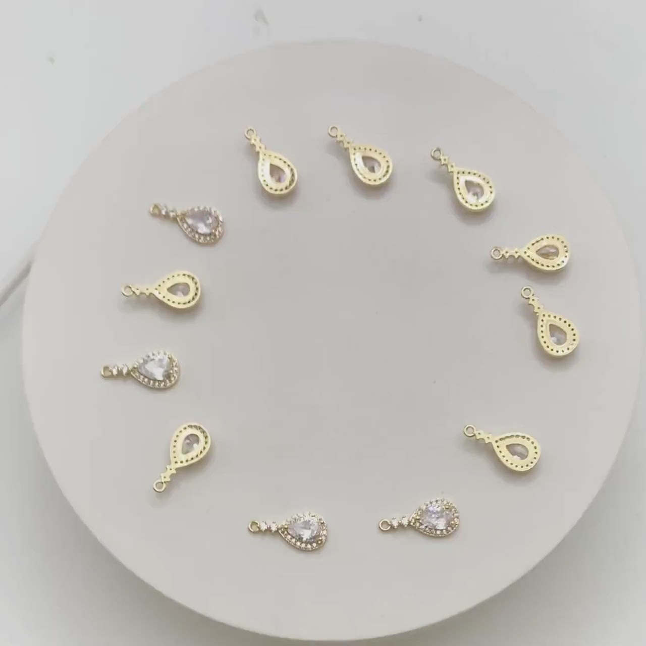 4pcs CZ Pave Teardrop Charm, Earring Charm, Jewelry Making, Diy Material, Jewelry Supplies (GB-3004)