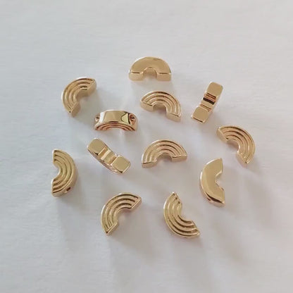 10pcs Gold Rainbow Beads, 18K Gold plated Brass Metal Beads, Spacer Beads (GB-2964-B)