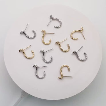 10pcs Gold/ Silver Cobra Snake Earrings 18x4mm, Gold/ Rhodium Plated Brass, Minimalist Snake Stud Earrings (GB-4343)