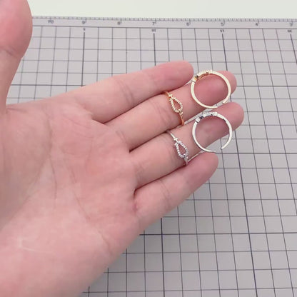 4pcs CZ Pave Finger Ring, Gold/ Rhodium plated Brass, Gift for Her, Dainty Ring, Minimalist Ring (#JZ-011)