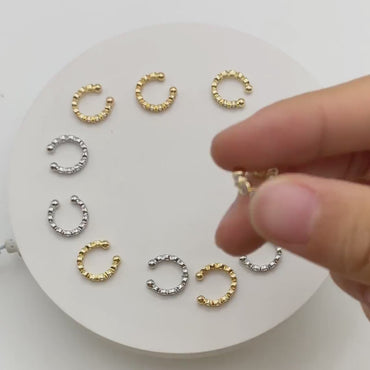 4pcs Cubic Zirconia Adjustable Gold Ear Cuffs,  Gold/ Rhodium plated Brass Earwire Earring Clips  (GB-1335-G)