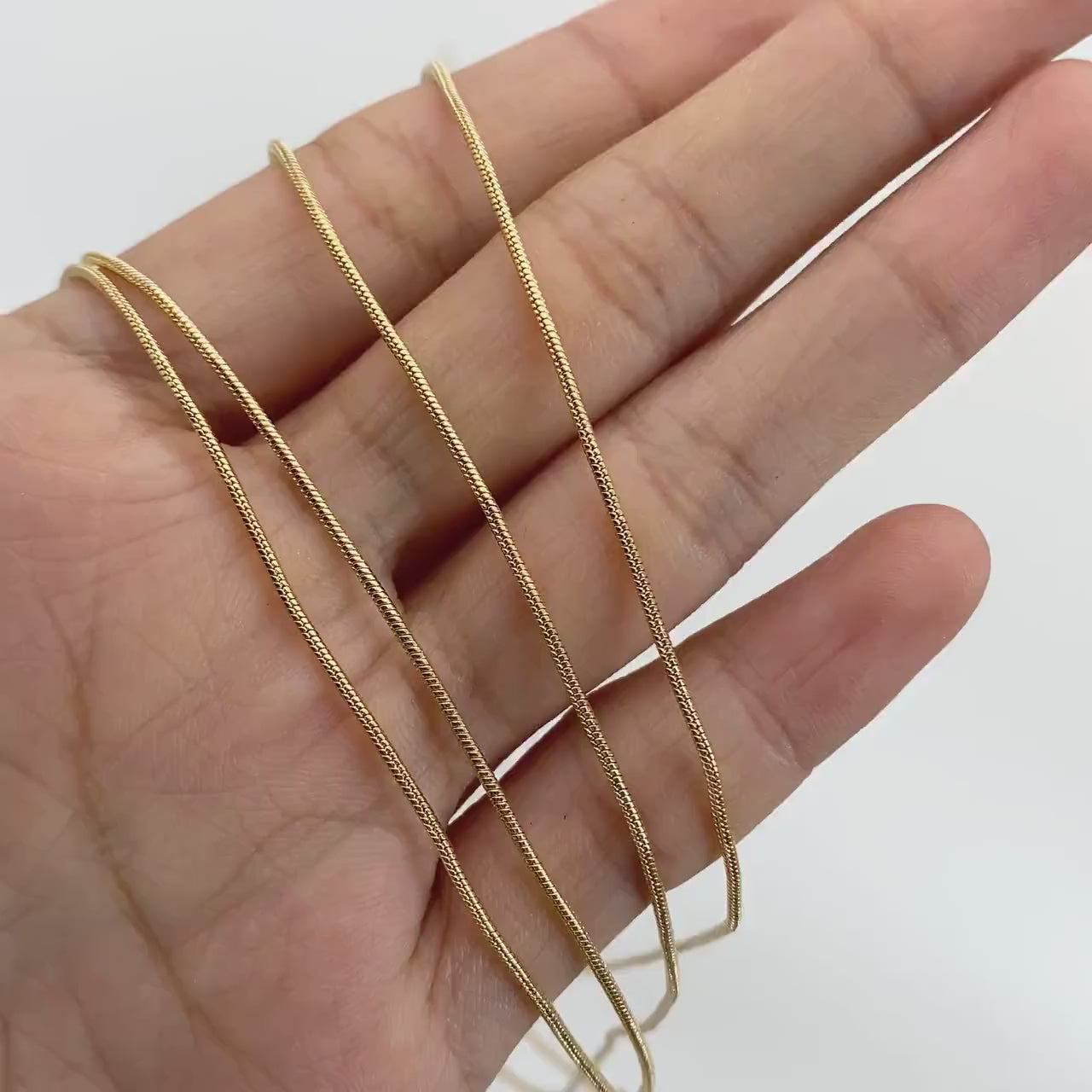 Gold Plated Brass Snake Chains 1.2mm, Dainty Chain Findings (LK-344)/ 1 Meter=3.3 ft