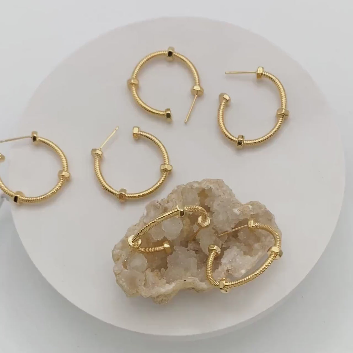 4pcs Gold Hoop Earrings 33mm, 18K Gold plated Brass, Round Circle Earring (GB-1969)