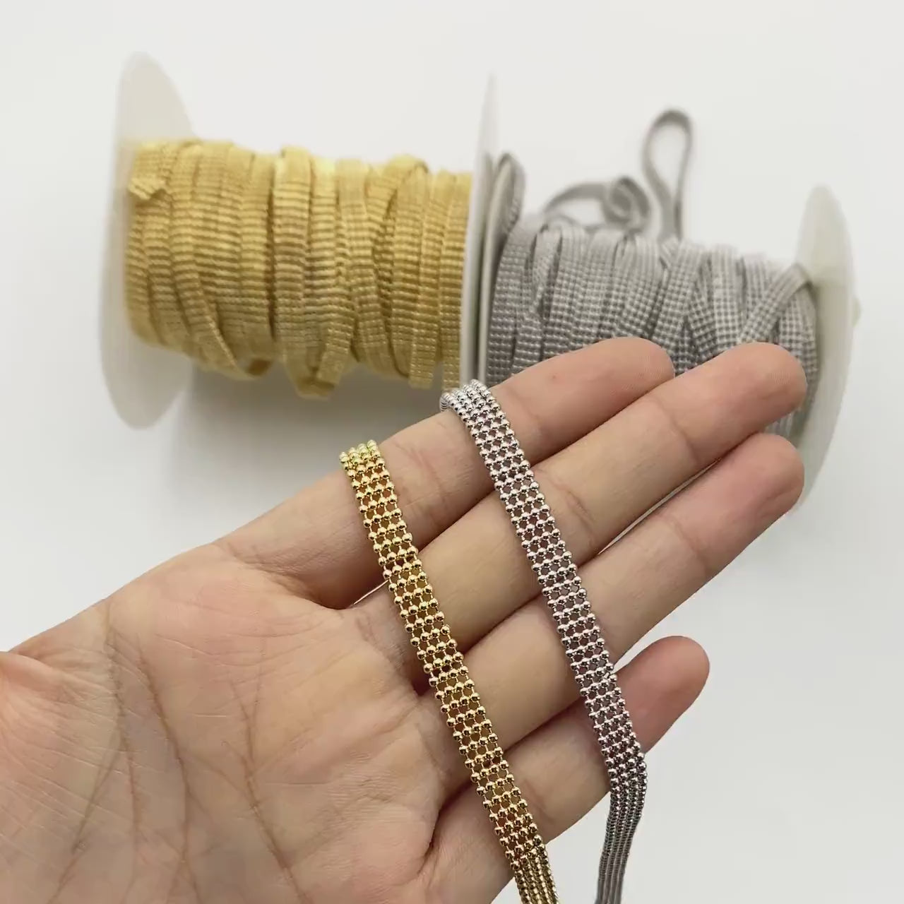 Gold/ Silver tone Multi Strand Ball Chains, Gold/ Rhodium plated Brass Beaded Chain Wholesale (#LK-233)/ 1 Meter=3.3 ft