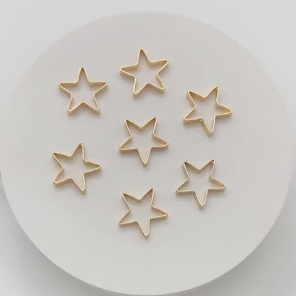 10pcs Gold plated Brass Star Bead Charms 20mm (GB-2871)