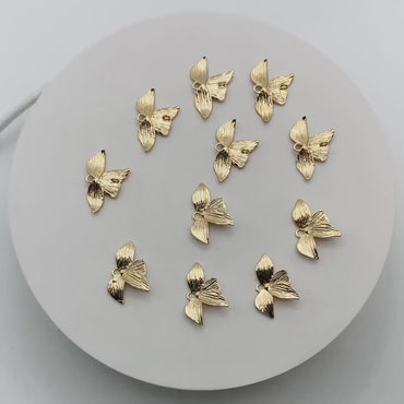 10pcs Gold plated Brass Flower Connector Charms 14x21mm, Lead Nickel Free (GB-4391-D)