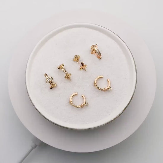 4pcs CZ Pave Ear Cuff, Gold plated Brass, Minimalist Cartilage Earrings, Dainty Earcuff Earring (GB-3767)