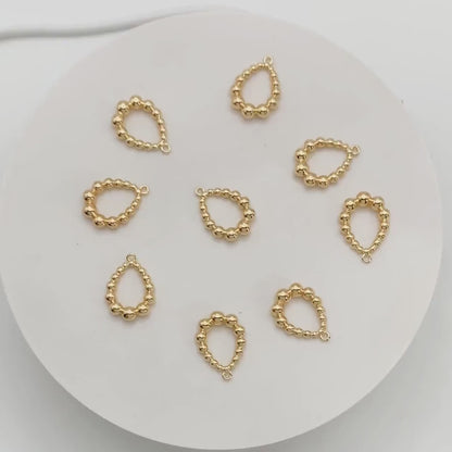 10pcs Gold Beaded Teardrop Charms 20x14mm, 18K Gold plated Brass, Water Drop Charm Pendants (GB-2988)