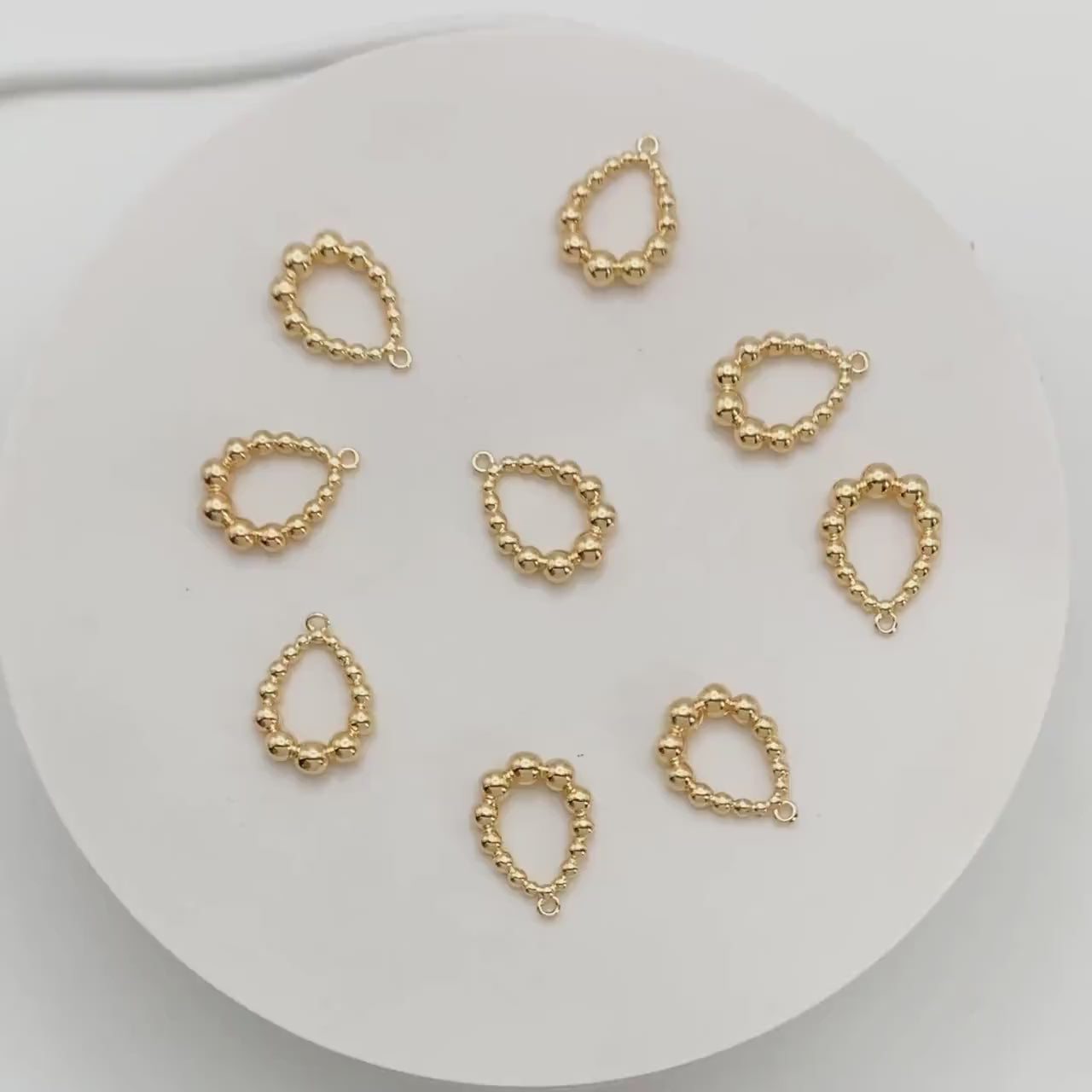 10pcs Gold Beaded Teardrop Charms 20x14mm, 18K Gold plated Brass, Water Drop Charm Pendants (GB-2988)