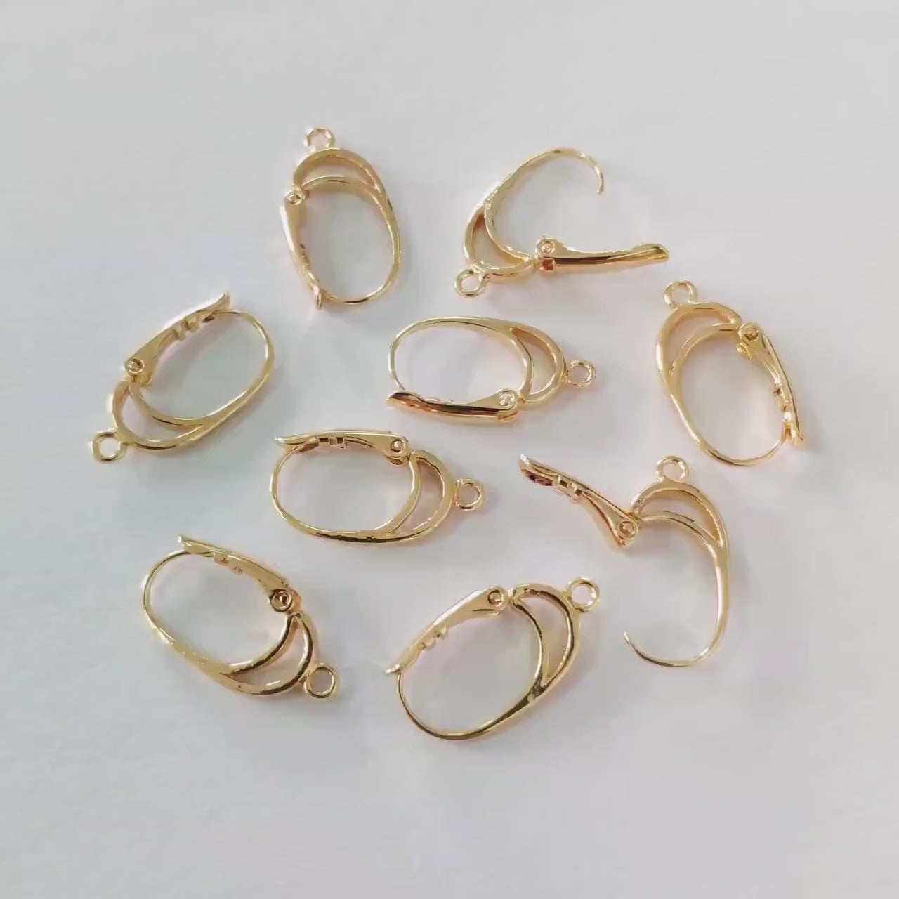 10pcs Gold Oval Leverback Earrings, Gold plated on Brass, Earring Hoop Components (GB-2761)