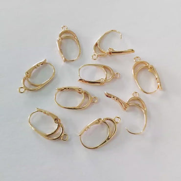 10pcs Gold Oval Leverback Earrings, Gold plated on Brass, Earring Hoop Components (GB-2761)