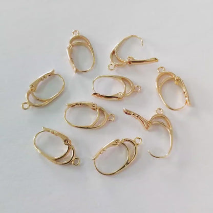 10pcs Gold Oval Leverback Earrings, Gold plated on Brass, Earring Hoop Components (GB-2761)