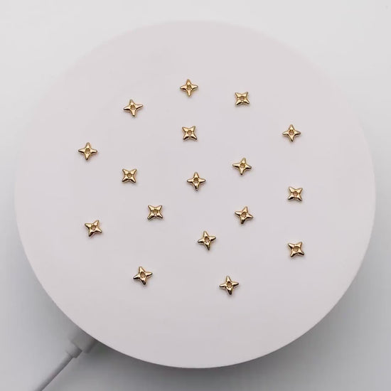 10pcs Gold/ Silver Star Spacer Beads, Gold/ Rhodium plated Brass, Cross Star Beads (GB-4121)