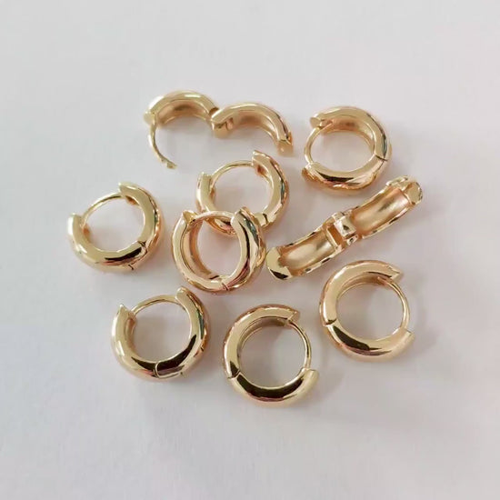 10pcs Gold/ Silver Tone Hoop Earrings, 14/ 16/ 18mm,  Gold/ Rhodium plated Huggie Earrings, Small Hoop Earrings (GB-1678)
