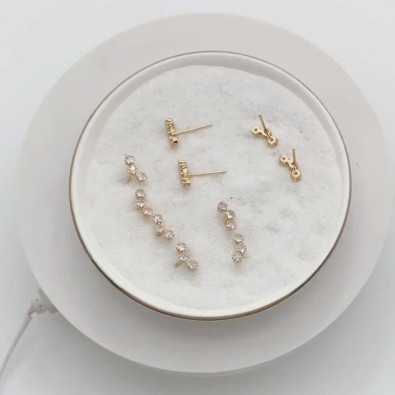 4pcs CZ Pave Gold Star Earrings, 18K Gold Plated Brass, Dainty Star Stud Earrings (GB-4410)