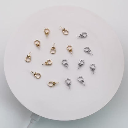 10pcs Gold/ Silver Peg Bail For Half Drilled Pearls Or Stones, Gold/ Rhodium plated Brass, Pearl Drop 4mm Cup (GB-4272)
