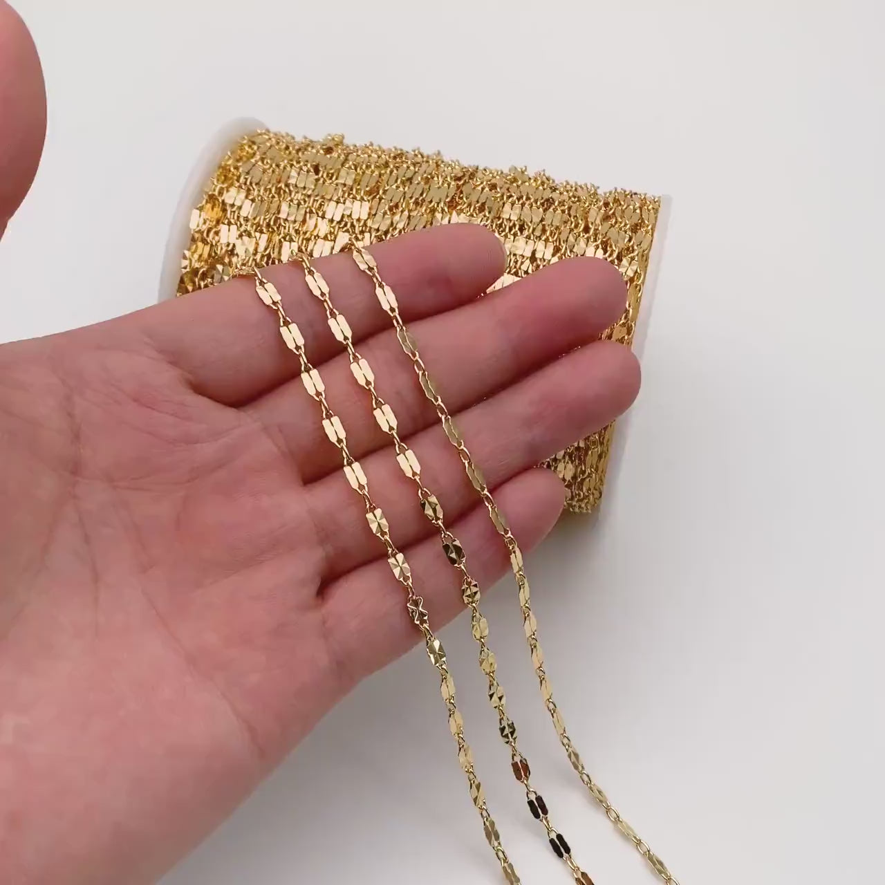 Double Bar Linked Chains 3.3mm, 18K Gold plated Brass Chain Wholesale (#LK-284)/ 1 Meter=3.3 ft