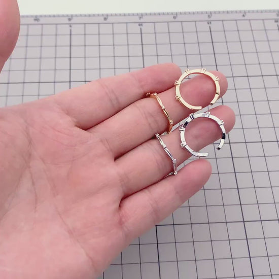 4pcs CZ Pave Finger Ring, Gold/ Rhodium plated Brass, Gift for Her, Stackable Ring, Minimalist Ring(#JZ-006)