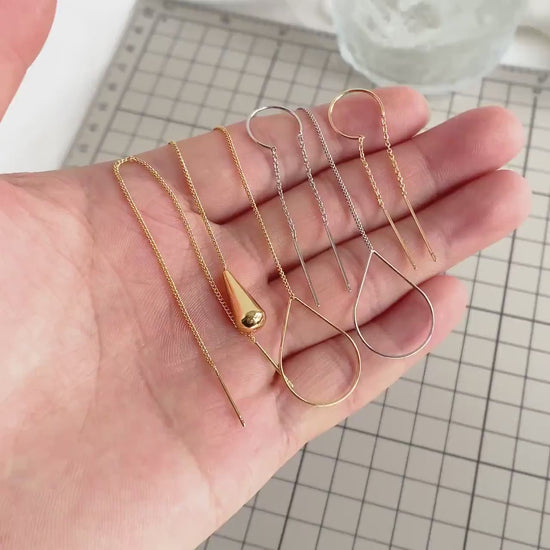 10pcs Gold/ Silver Ear Threader Earrings, Minimalist Style (GB-1735)