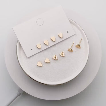 10pcs Gold Shield Earrings 6X5mm, Real Gold Plated Brass Minimalist Earring Studs (GB-4146)