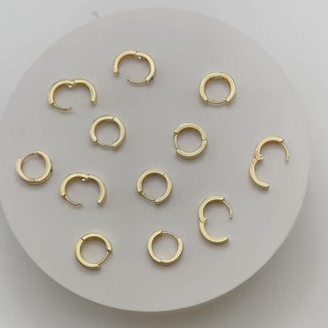 4pcs Gold Enamel Skull Hoop Earrings: 18K Gold Plated Brass Huggies (GB-3717-D)