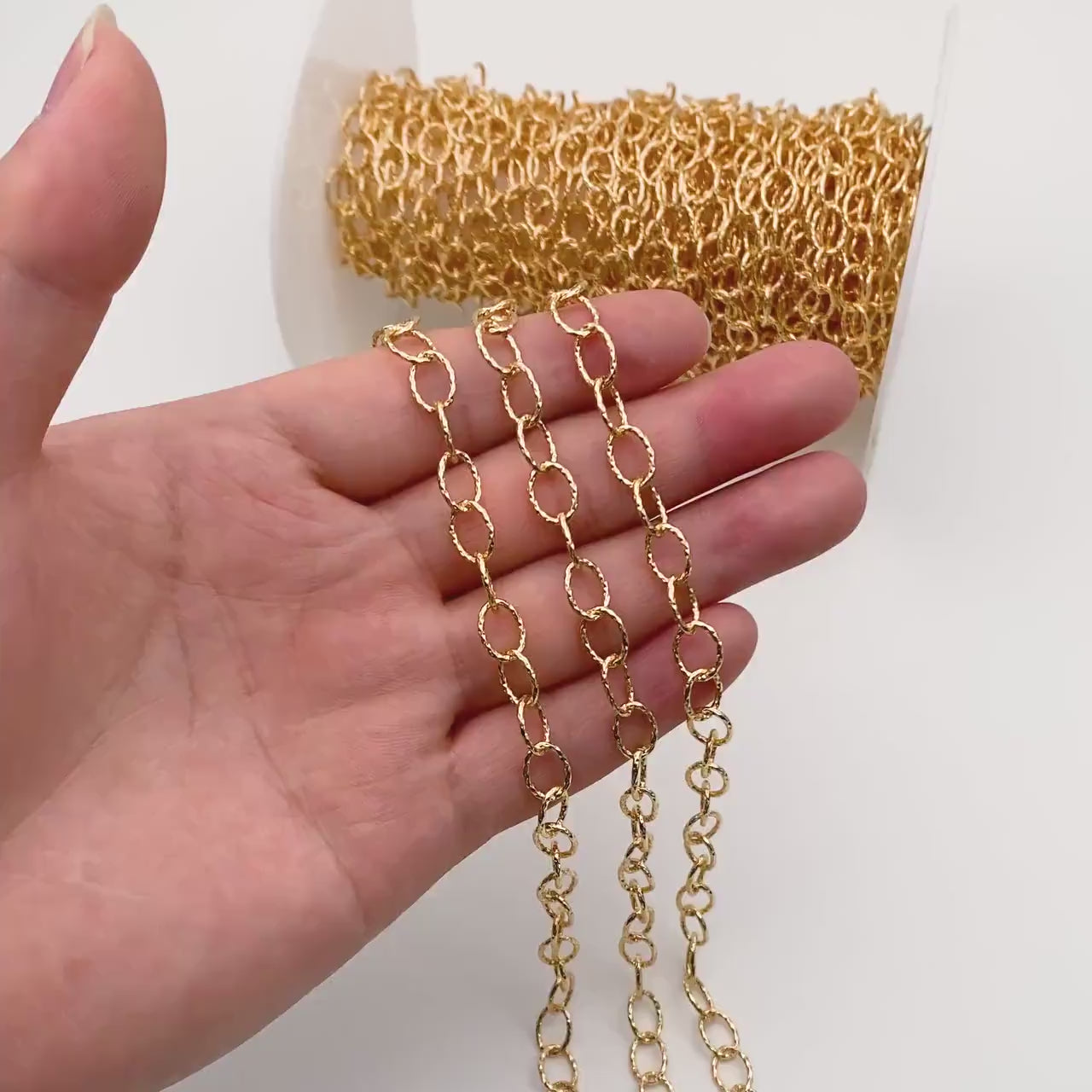 Gold Oval Cable Chain, 18K Gold plated Brass, Oval Link Chain, Jewelry Supplies (#LK-592)/ 1 Meter=3.3ft