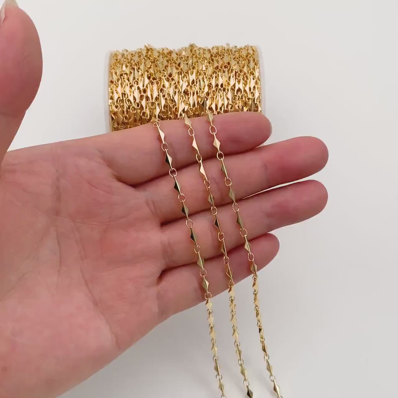 Gold plated Brass Bar Link Chain 2.8mm, 18K Gold plated Brass Chains, Necklace Supplies Wholesale (#LK-480)/ 1 meter=3.3 ft