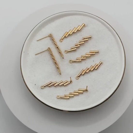 10pcs Gold Bar Ear Posts, Gold plated Brass Earring Findings, Stud Earring Components (GB-3549)