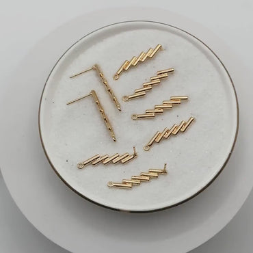 10pcs Gold Bar Ear Posts, Gold plated Brass Earring Findings, Stud Earring Components (GB-3549)