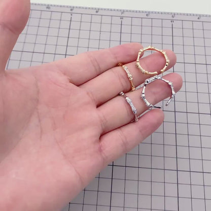 4pcs CZ Pave Gold Finger Ring, Bone Ring, Everyday Ring, Modern Style Ring, Fashion Rings, Dainty Rings (#JZ-009)