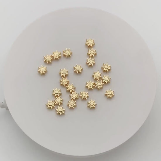 10pcs Gold/ Silver Sun Beads, Metal Beads, Gold/ Rhodium plated Brass Spacer Beads (GB-2964-A)
