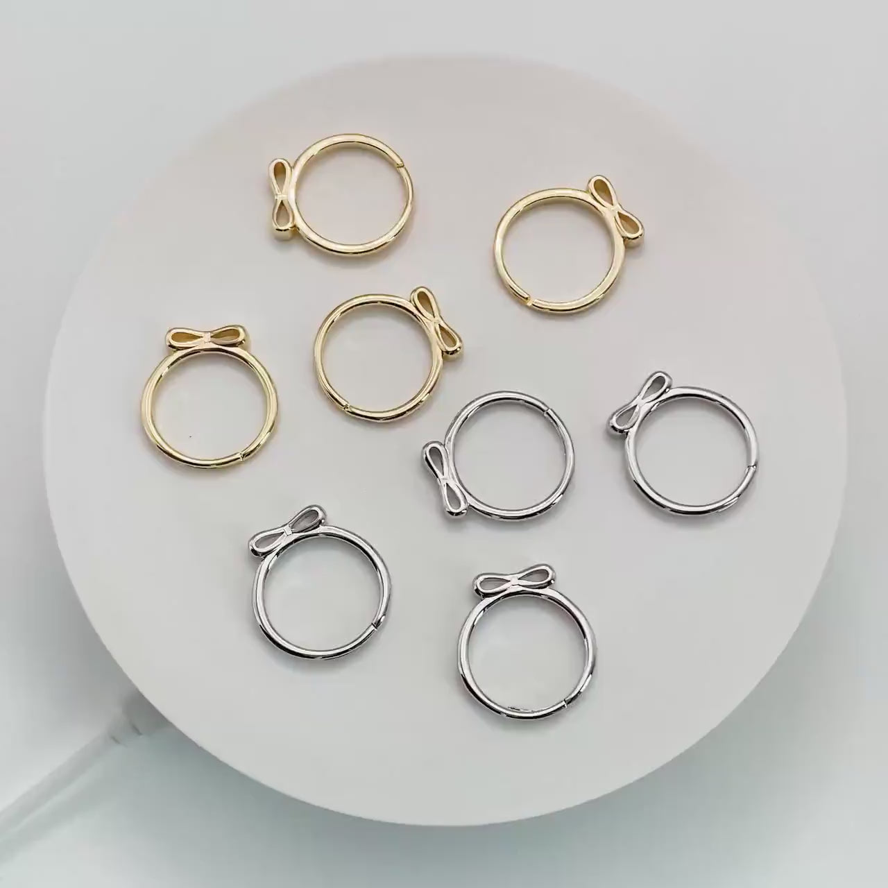 4pcs Gold/ Silver Tone Bowknot Ring, Thin Ring, Everyday Ring, Fashion Rings, Dainty Rings, Adjustable Ring  (#JZ-061)