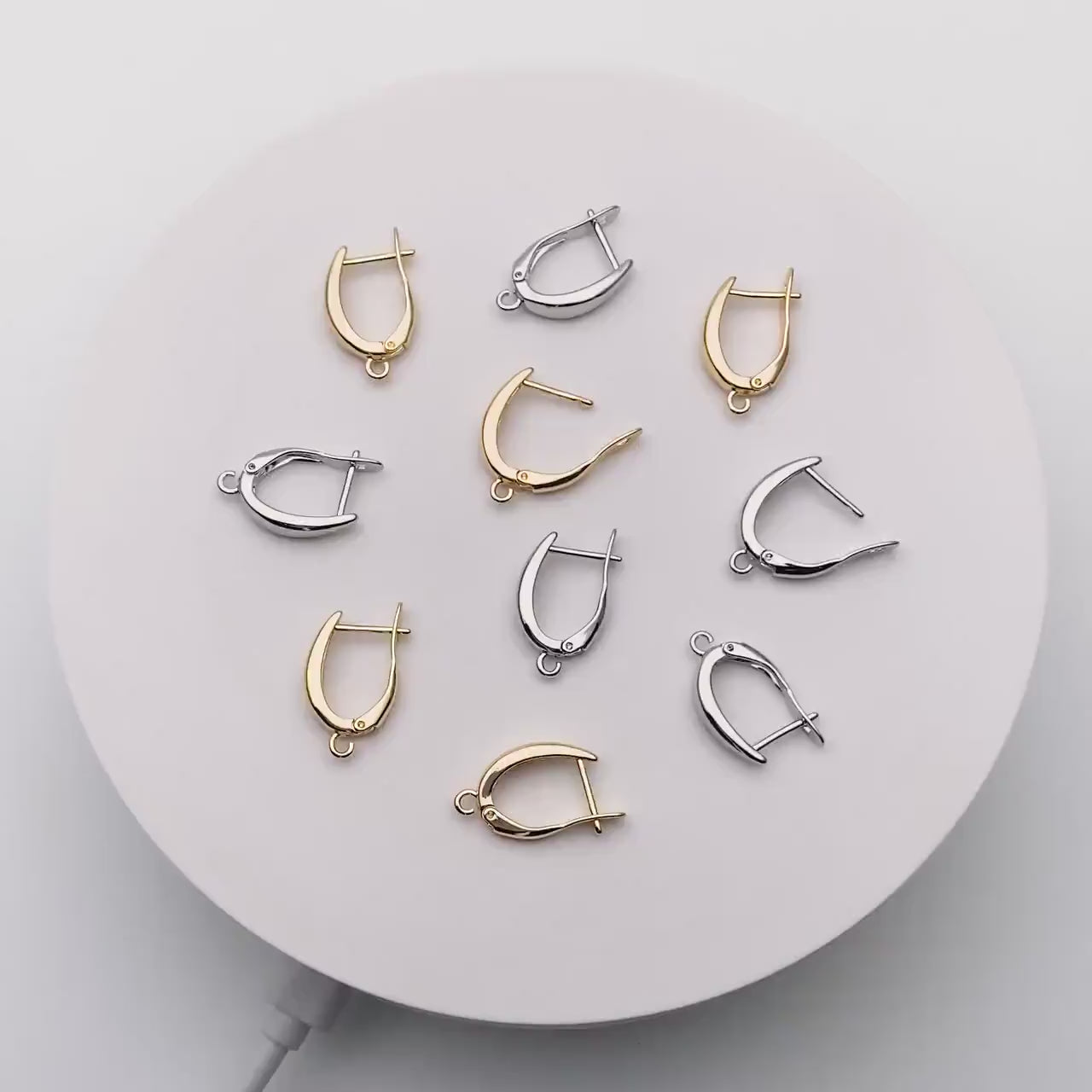 10pcs Gold/ Silver Tone Leverback Ear Hooks 21x12mm, Real Gold/ rhodium plated Brass, Earring Hooks with Loop (GB-848-B)