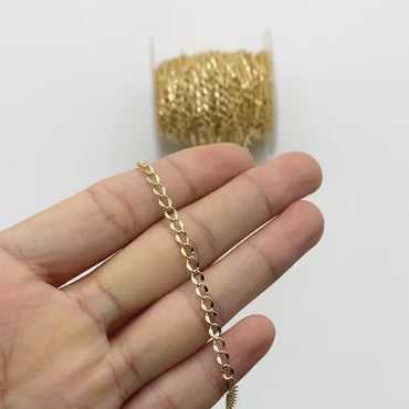 Gold plated Brass Curb Chains 3mm, DIY Necklace Findings Wholesale (#LK-277)/ 1 Meter=3.3 ft