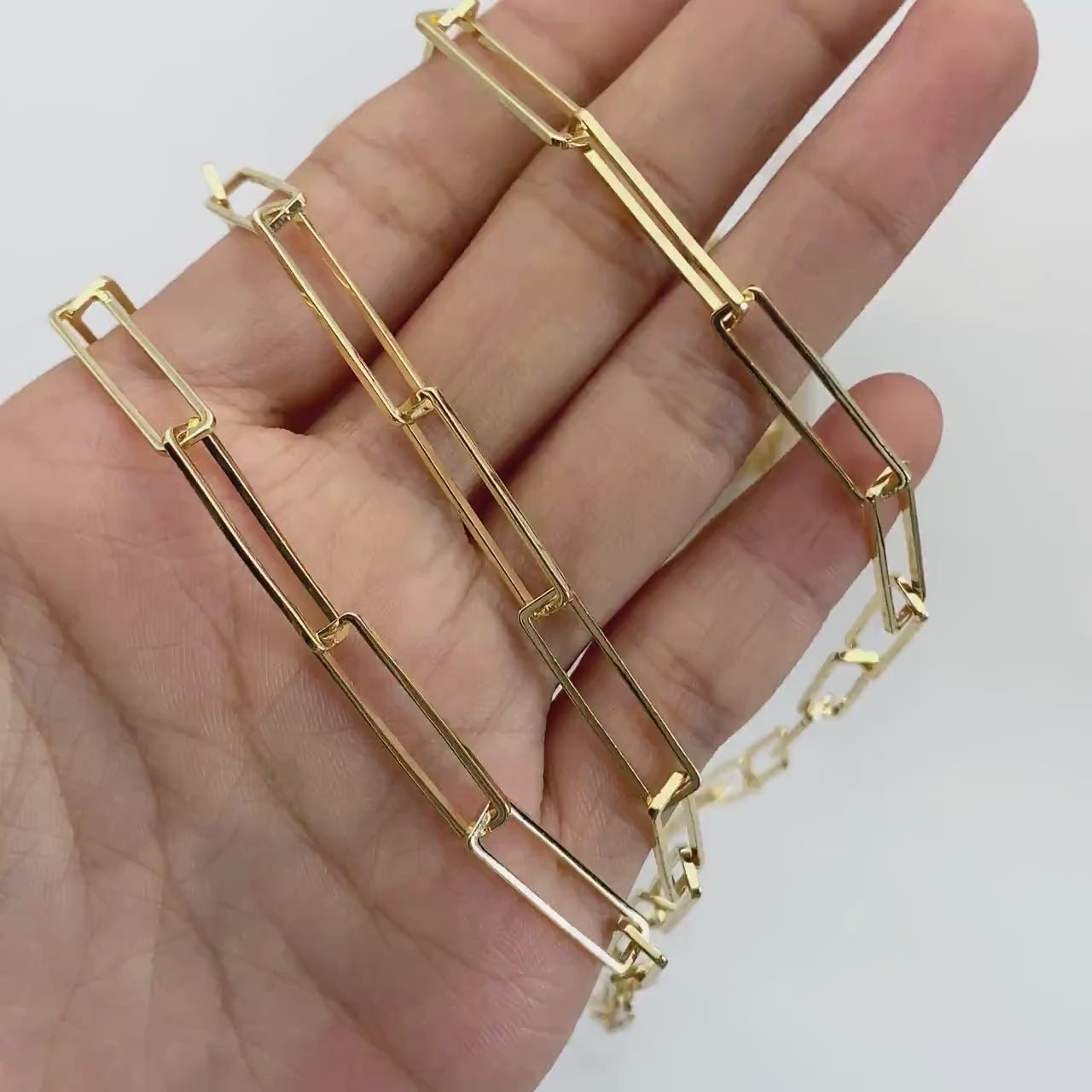 Gold plated Brass Chain, Rectangle Link Chain for Necklace, Jewelry Making Supply 6x22mm (#LK-405)/ 1 Meter=3.3 ft