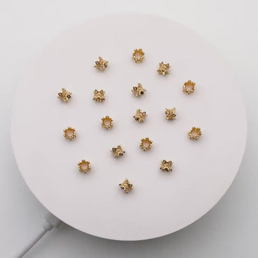 10pcs Gold Flower Spacer Beads 6mm, Gold plated Brass, Bracelet Necklace Findings Components (GB-4142)