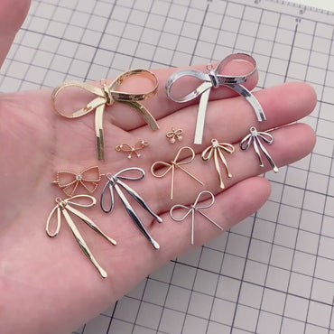 10pcs Gold/ Silver Bowknot Charms 18mm, Christmas Pendants, Bow Knot Pendant (#GB-2745)
