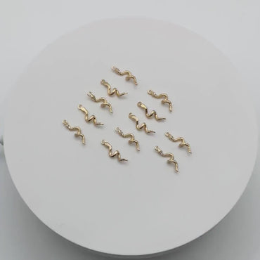 4pcs CZ Pave Snake Charm, 18K Gold Plated Brass, Snake Necklace, Snake Jewelry Snake Pendant (GB-2756-A)