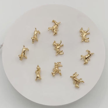 10pcs Gold 3D Dog Charm, 18x12mm, Jewelry Making, Diy Material, Jewelry Supplies (GB-2668-D)