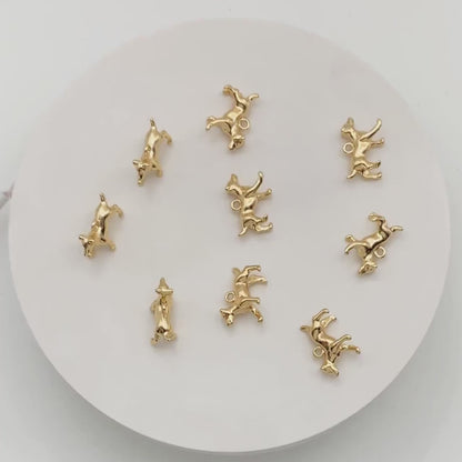 10pcs Gold 3D Dog Charm, 18x12mm, Jewelry Making, Diy Material, Jewelry Supplies (GB-2668-D)