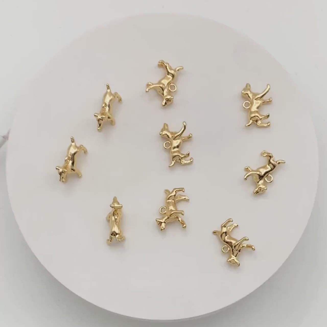 10pcs Gold 3D Dog Charm, 18x12mm, Jewelry Making, Diy Material, Jewelry Supplies (GB-2668-D)