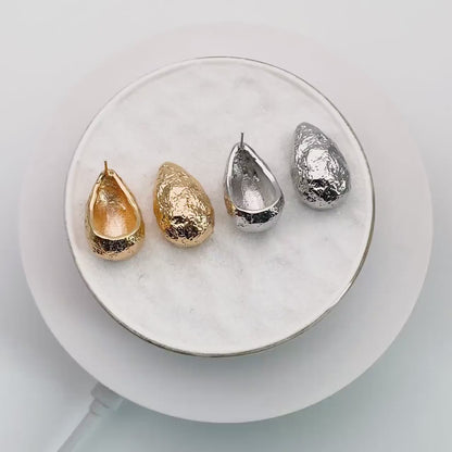 4pcs Gold /Silver Rough Teardrop Earrings, 18K Gold/ Rhodium Plated Brass, Water Drop Stud Earrings (GB-4351)