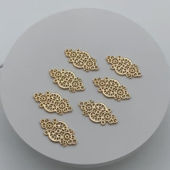 10pcs Gold Filigree Charm, Hollow Lace Pendants, Earring Findings, Jewelry Making, Diy Material, Jewelry Supplies  (GB-3955)